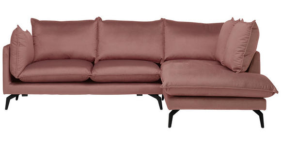 ECKSOFA  in Samt Altrosa  241/200 cm  - Schwarz/Altrosa, Design, Textil/Metall (241/200cm) - Carryhome