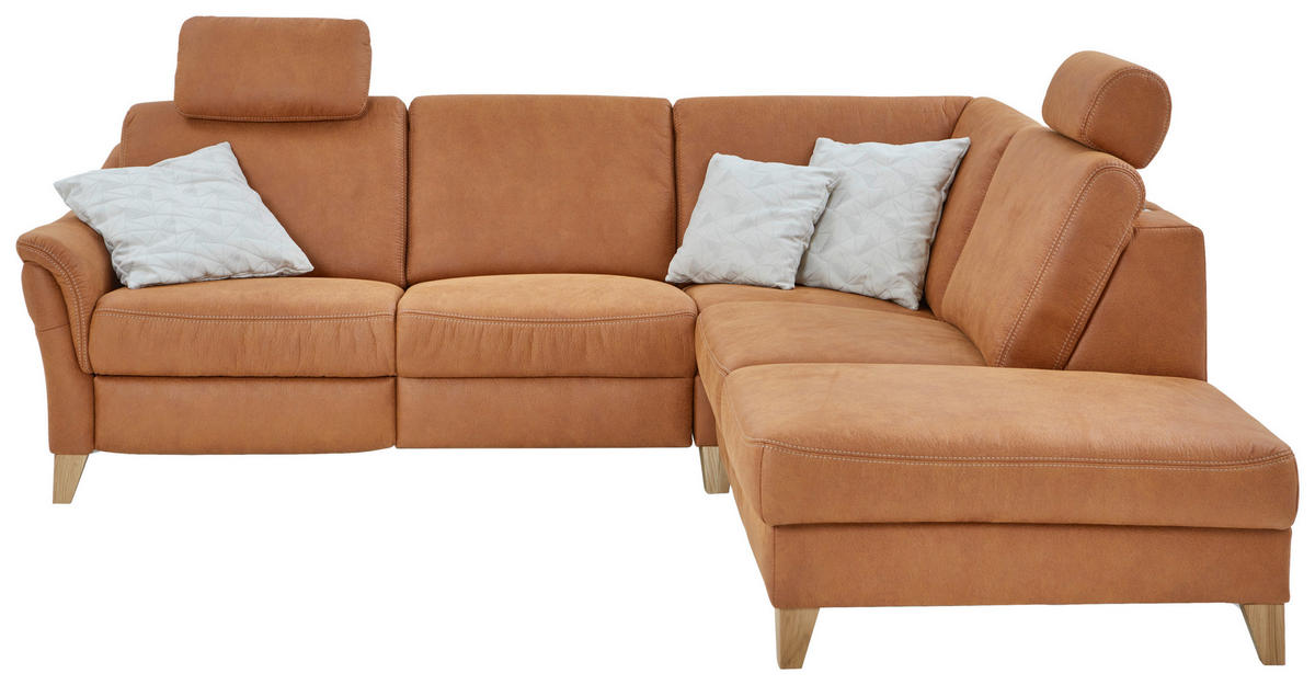 ECKSOFA Flachgewebe Braun  - Wildeiche/Braun, Natur, Holz/Textil (255/225cm) - Voleo