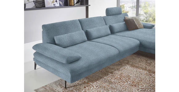 ECKSOFA in Chenille Blau  - Blau/Schwarz, Design, Textil/Metall (310/180cm) - Dieter Knoll