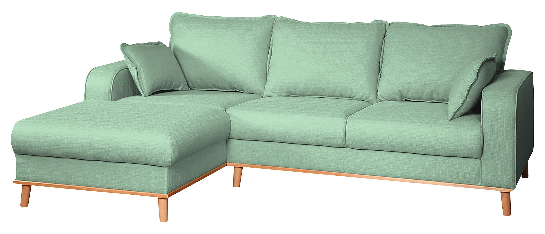 ECKSOFA Beata Mintgrün Mikrofaser  - Wengefarben/Mintgrün, Design, Holz/Textil (150/230cm) - Livetastic