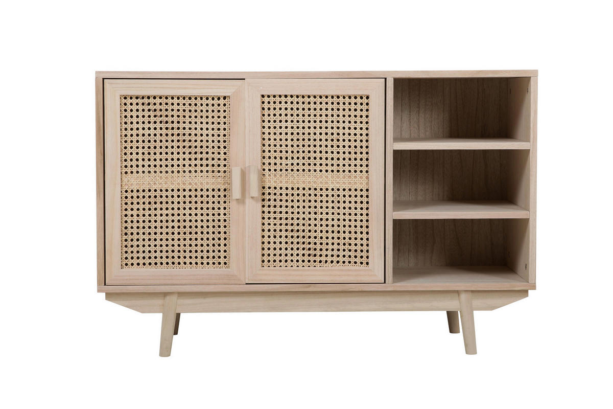 ŠIROKÁ KOMODA, paulovnie, ratan, přírodní barvy, 100/65/36 cm - přírodní barvy, Design, dřevo/kompozitní dřevo (100/65/36cm) - Livetastic