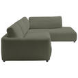 ECKSOFA  in Chenille Olivgrün  307/224 cm  - Schwarz/Olivgrün, KONVENTIONELL, Kunststoff/Textil (307/224cm) - Hom`in