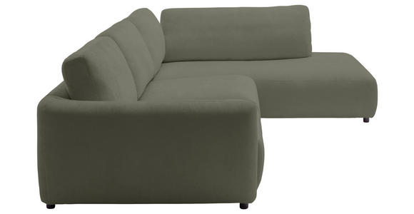 ECKSOFA  in Chenille Olivgrün  307/224 cm  - Schwarz/Olivgrün, KONVENTIONELL, Kunststoff/Textil (307/224cm) - Hom`in