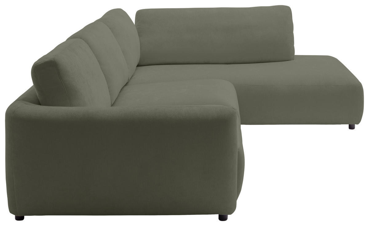 ECKSOFA Chenille Olivgrün  - Schwarz/Olivgrün, Konventionell, Kunststoff/Textil (307/224cm) - Hom`in