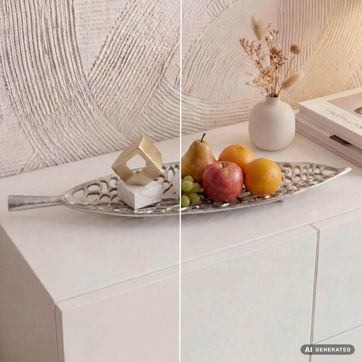 DEKOSCHALE - Silberfarben, Design, Metall (63/5/15cm) - Livetastic