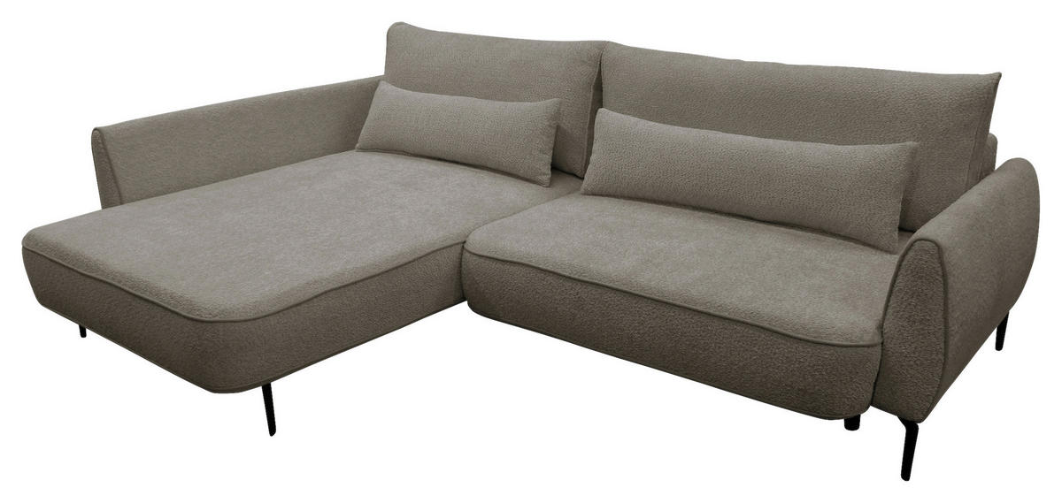 ECKSOFA Beige Bouclé  - Beige/Schwarz, Design, Textil/Metall (204/273cm) - MID.YOU