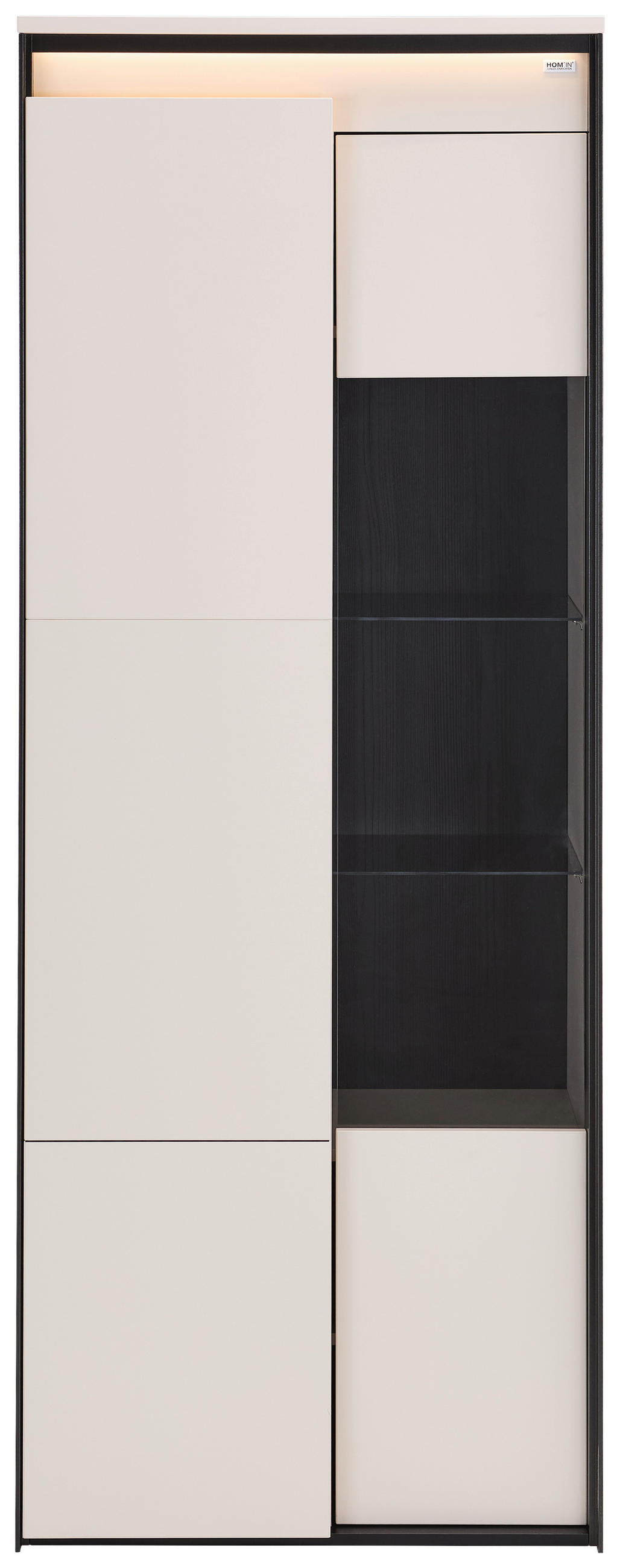 VITRINE  in Schwarz, Beige  - Beige/Schwarz, Design, Glas/Holzwerkstoff (76/195/41cm) - Hom`in