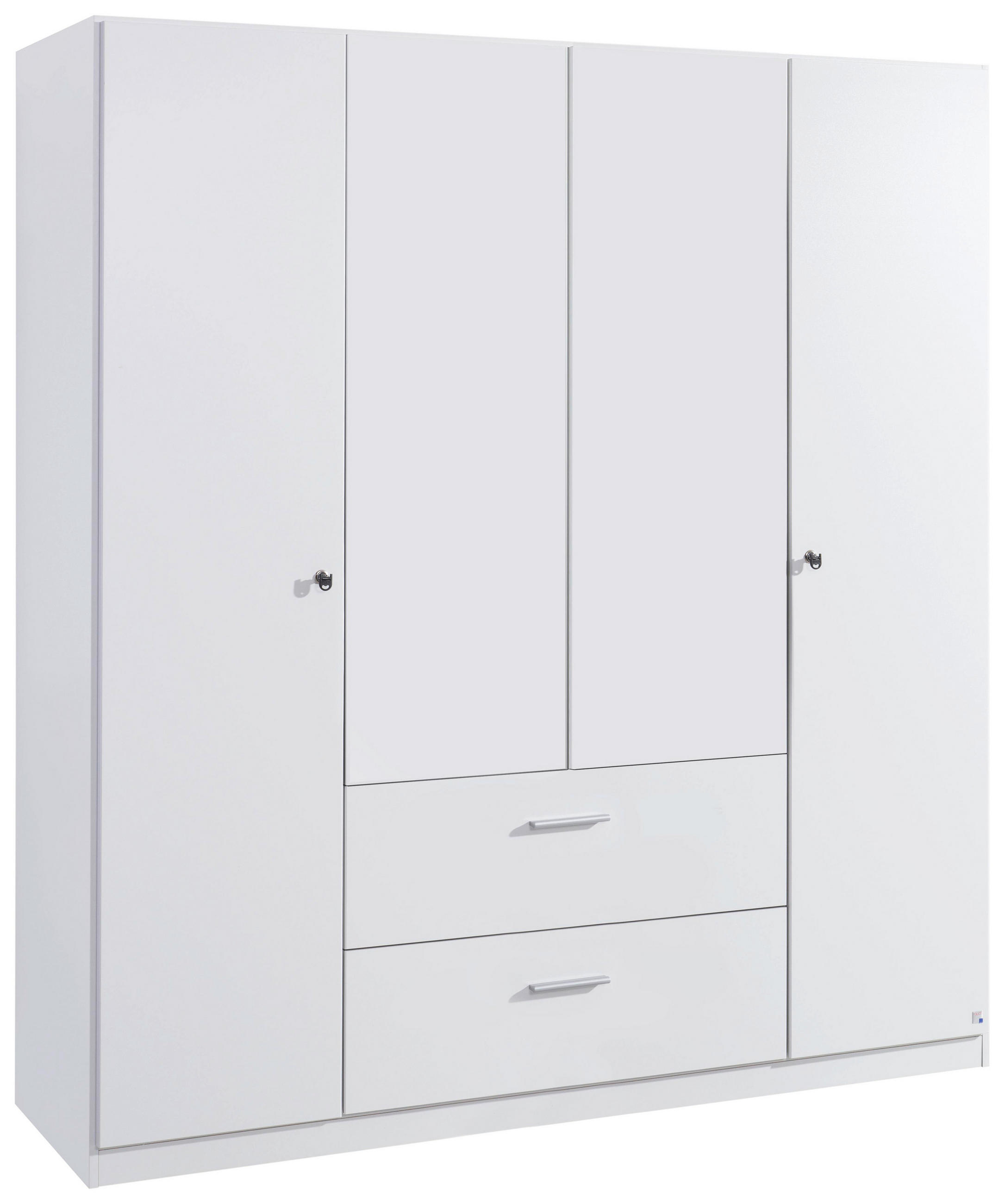 DREHTÜRENSCHRANK 4-türig Weiß  - Weiß, Basics, Holzwerkstoff (181/197/54cm) - Xora