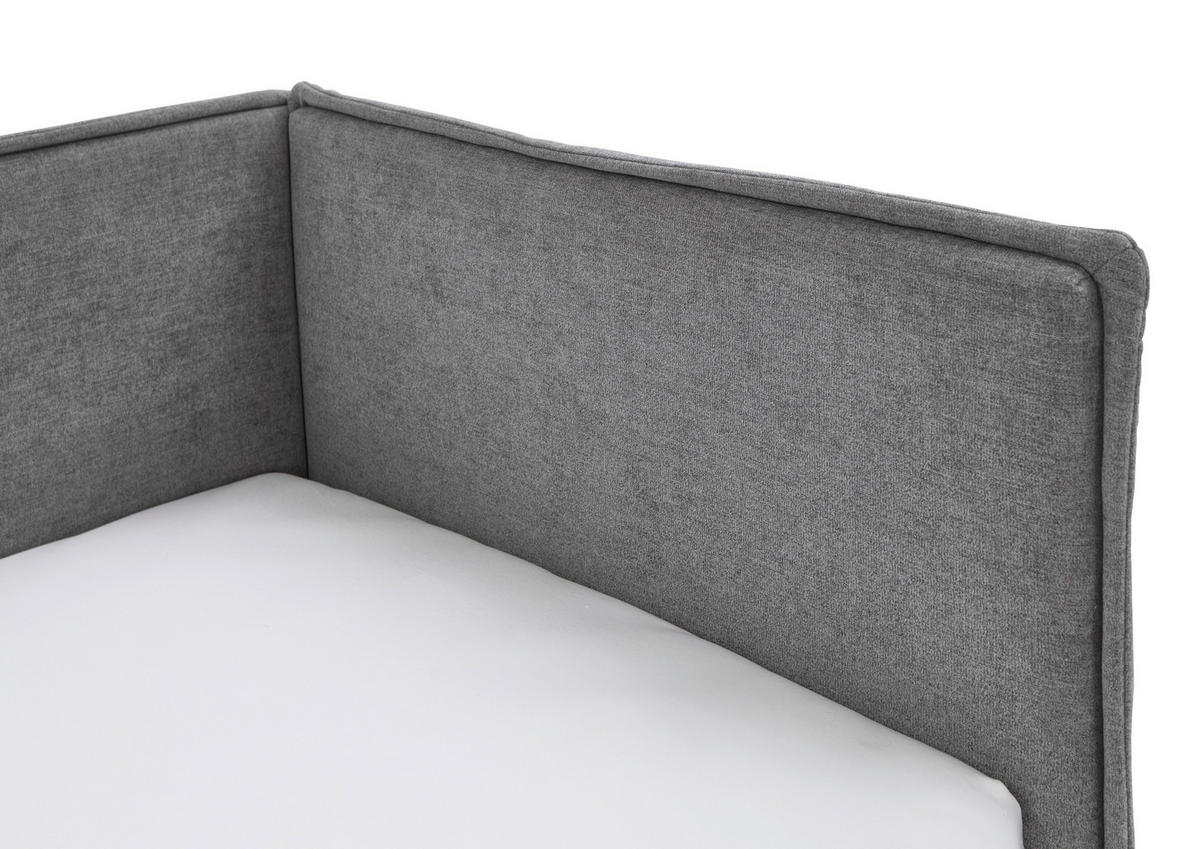 POLSTERLIEGE in Flachgewebe Grau  - Eichefarben/Grau, Konventionell, Holz/Textil (140/200cm) - home24
