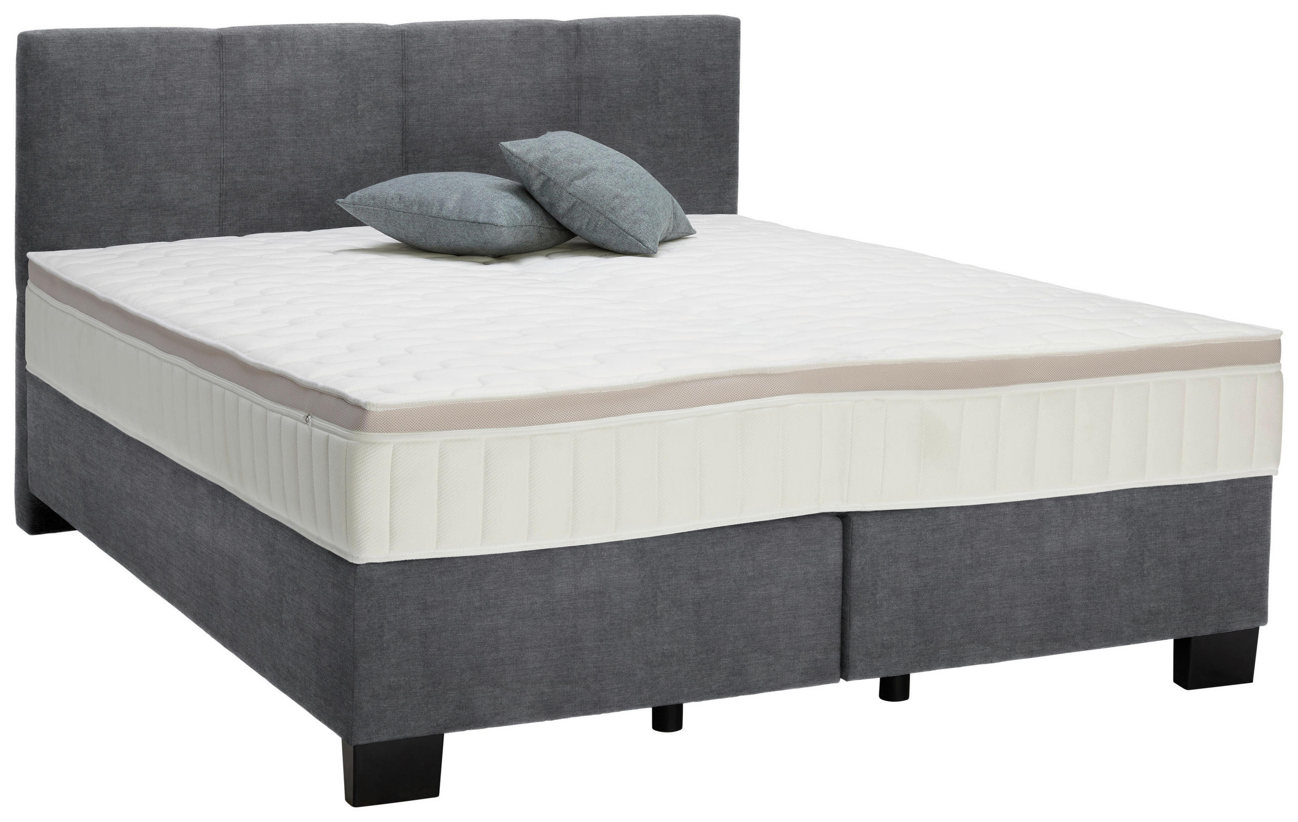 BOXSPRINGBETT 160/200 cm  in Anthrazit  - Anthrazit/Schwarz, Design, Kunststoff/Textil (160/200cm) - Hom`in