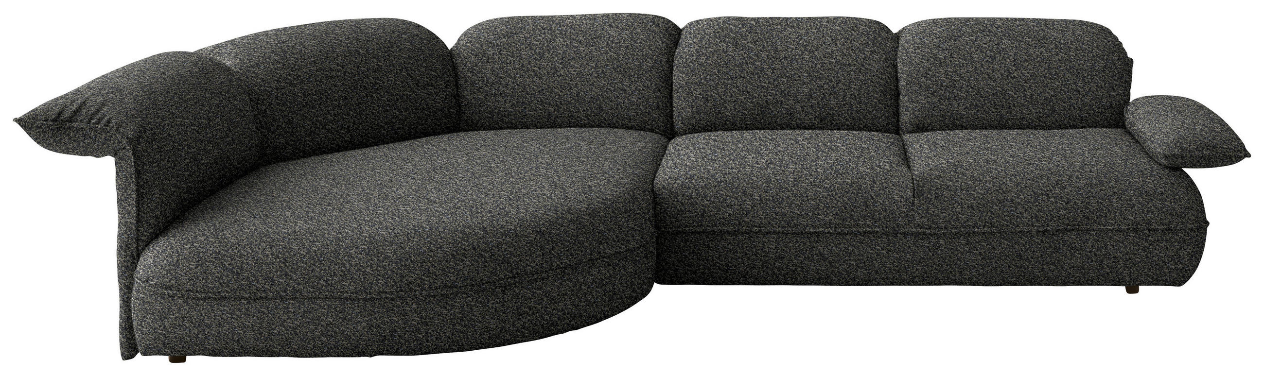 ECKSOFA Chenille Blaugrau  - Blaugrau/Schwarz, Design, Kunststoff/Textil (154/343cm) - Koinor