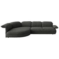 ECKSOFA Chenille Blaugrau  - Blaugrau/Schwarz, Design, Kunststoff/Textil (154/343cm) - Koinor