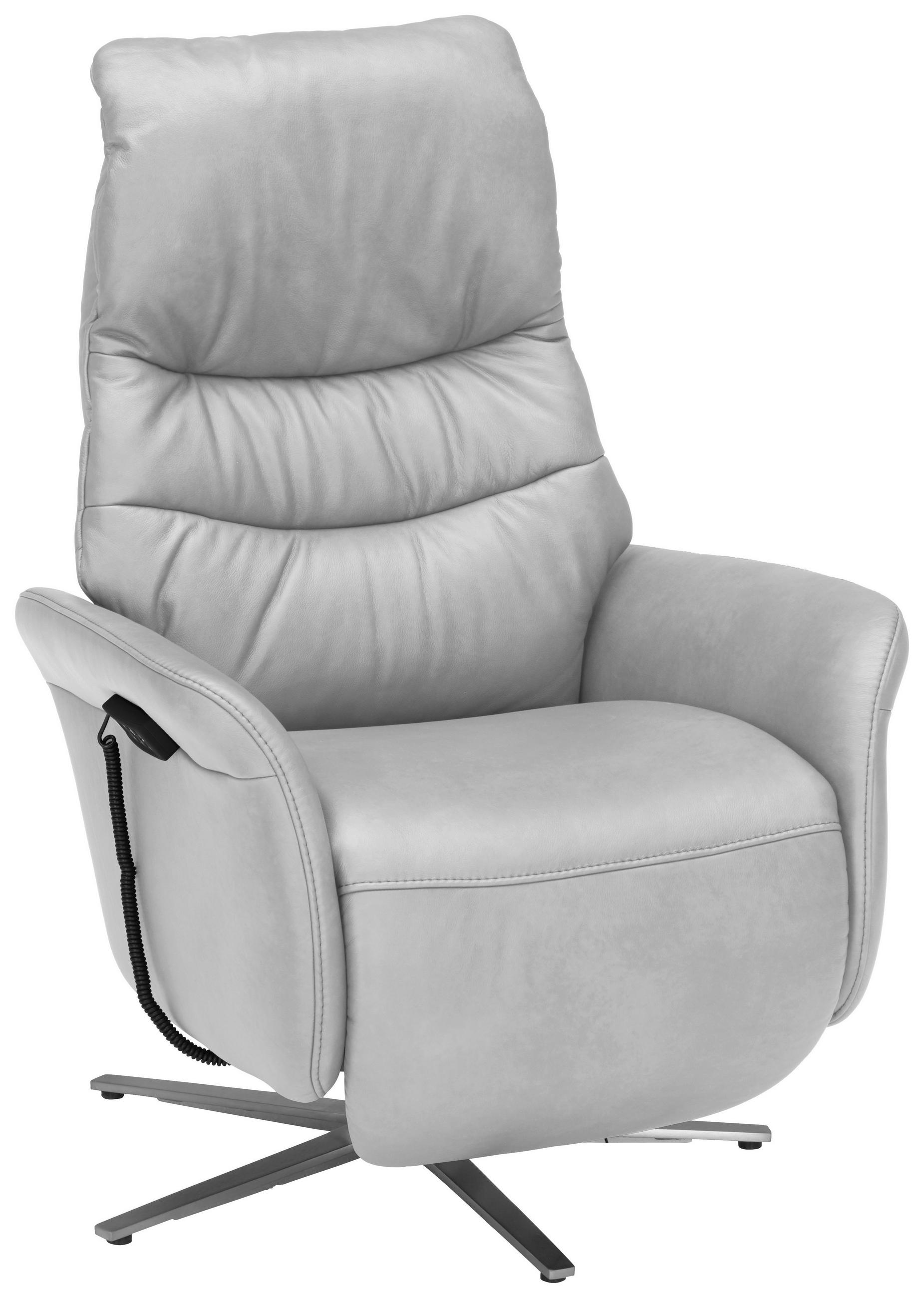 RELAXSESSEL in Leder Hellgrau  - Edelstahlfarben/Hellgrau, Design, Leder/Metall (78/117/89cm) - Himolla Komfortklass