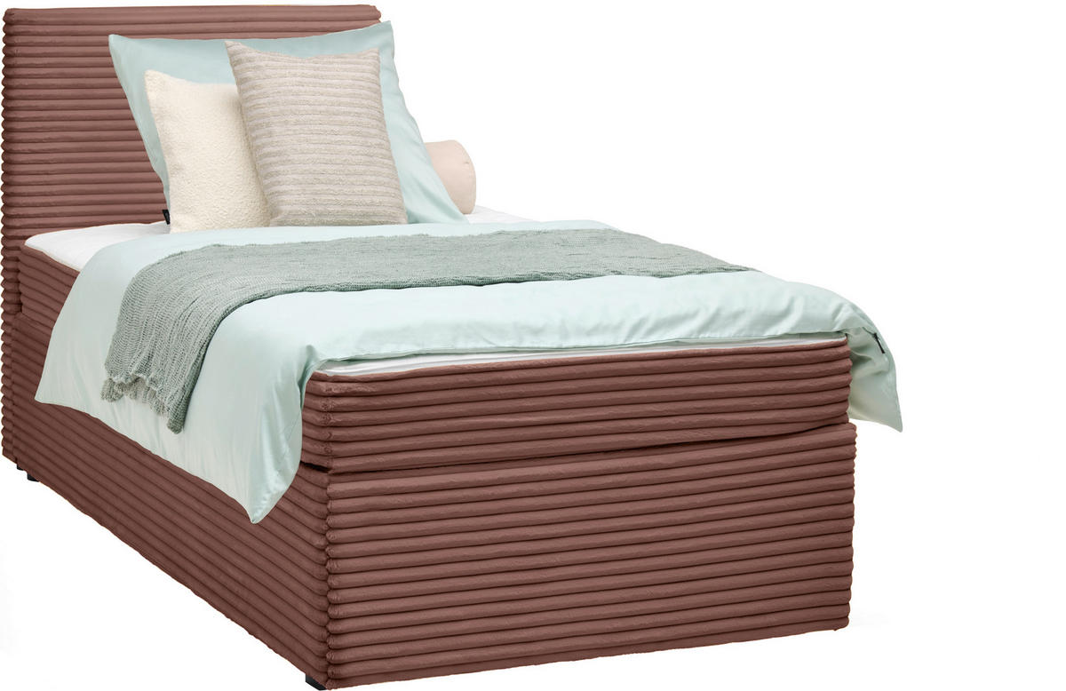 BOXBETT 100/200 cm,  in Altrosa, H3 = fest  - Altrosa/Schwarz, MODERN, Holz/Textil (100/200cm) - MID.YOU