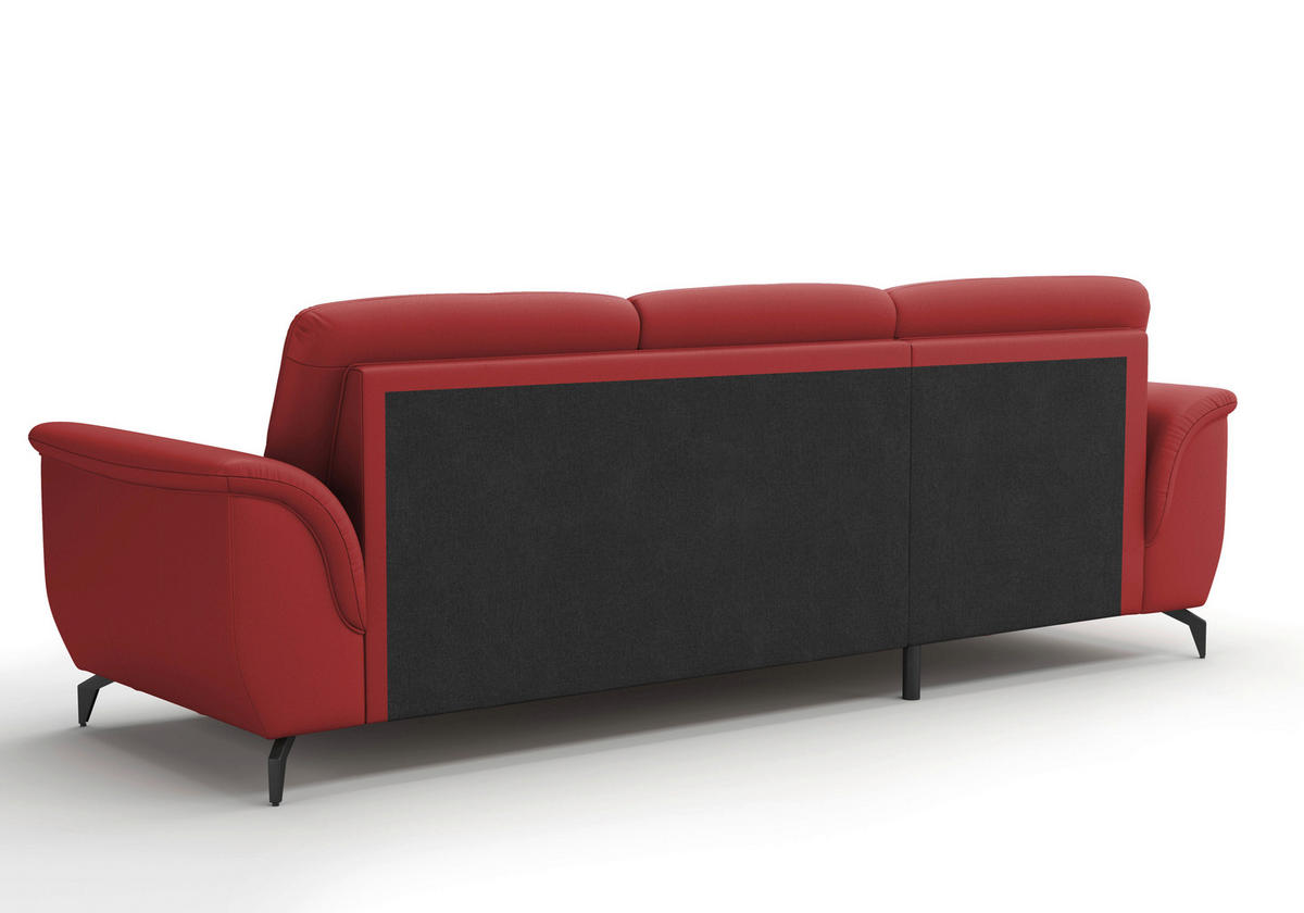 ECKSOFA in Vliesstoff Kombination Echtleder/Stoff Rot  164/262 cm  - Rot/Schwarz, MODERN, Leder/Textil (164/262cm) - Sit & More