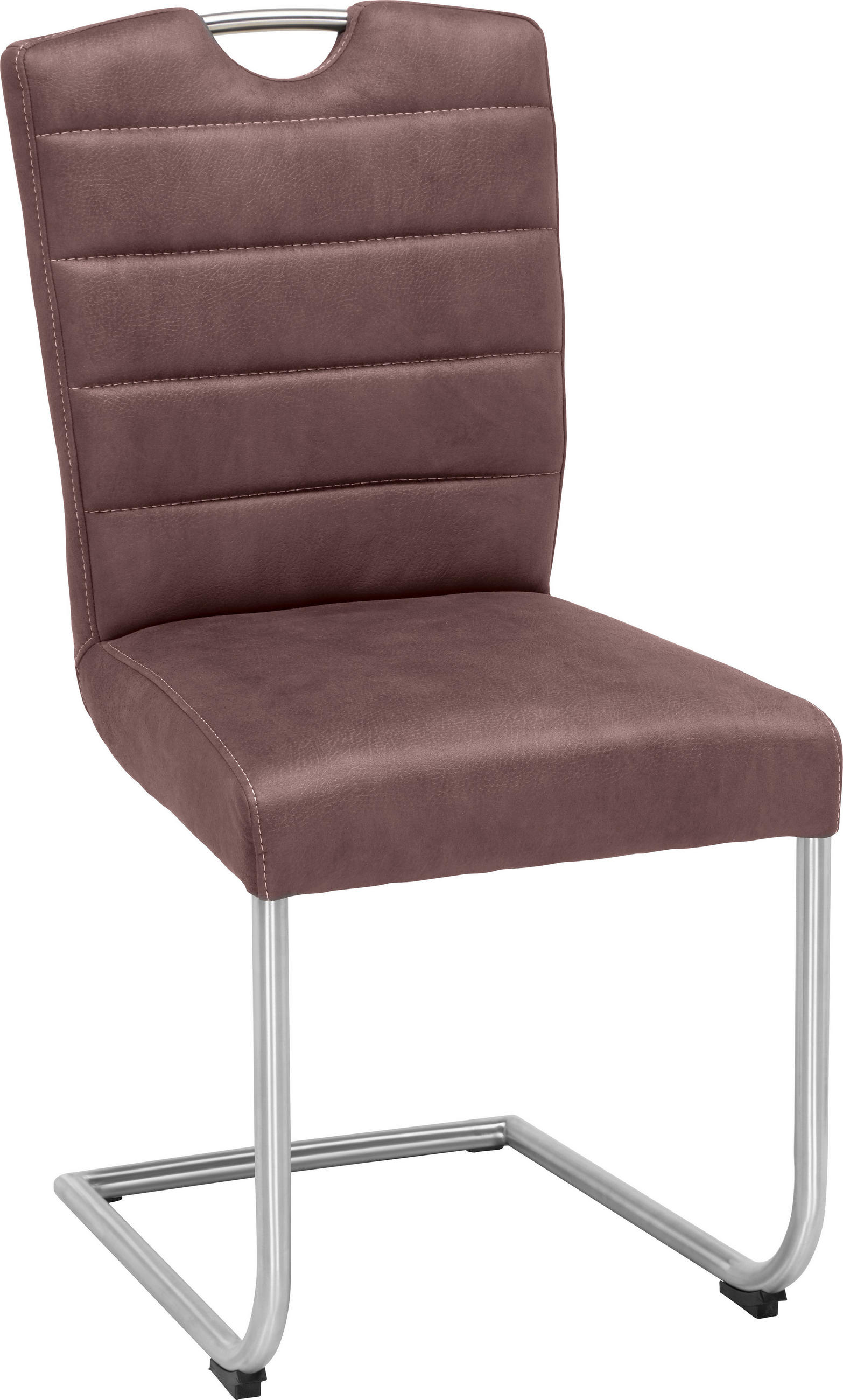 Scaun Bucatarie din metal, textil, maro, culoare inox - maro/gri deschis, Design, metal/textil (46/96/59cm) - Novel