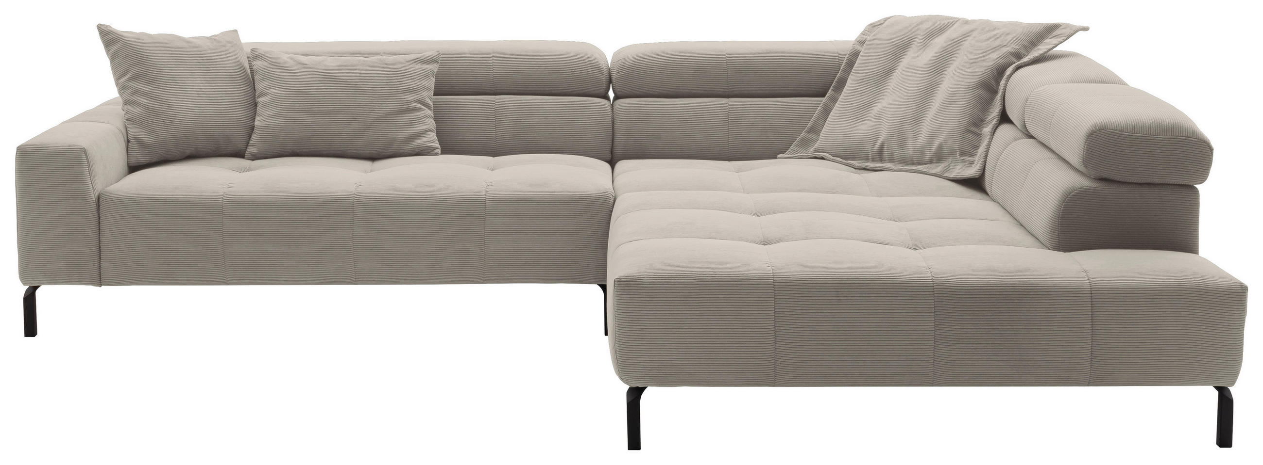 ECKSOFA Sandfarben Feincord  - Sandfarben/Schwarz, KONVENTIONELL, Textil/Metall (311/219cm) - Hom`in