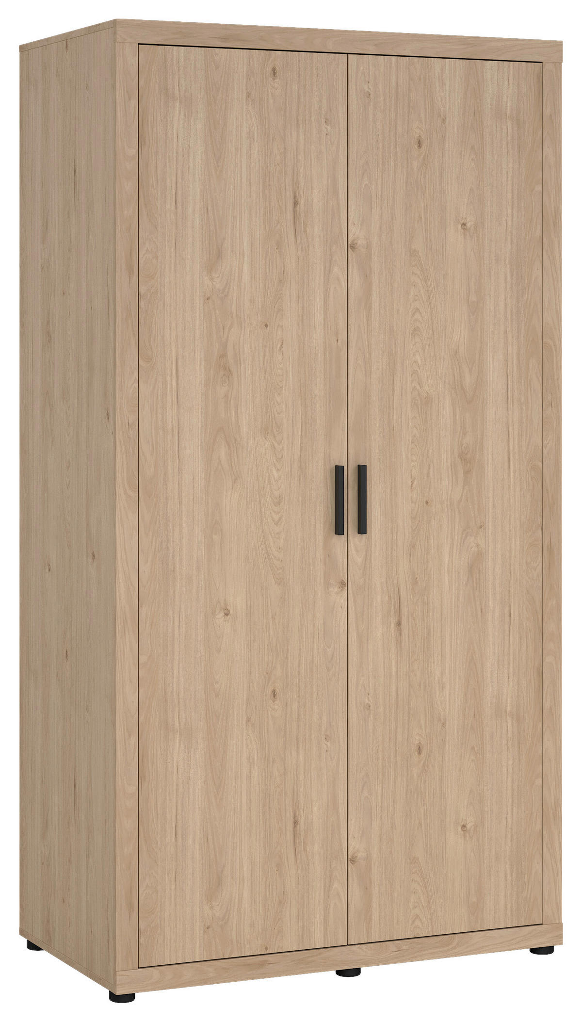 DREHTÜRENSCHRANK 105,3/200,9/59,8 cm,  in Eichefarben, 2-türig  - Eichefarben/Schwarz, MODERN, Holzwerkstoff/Metall (105,3/200,9/59,8cm) - MID.YOU