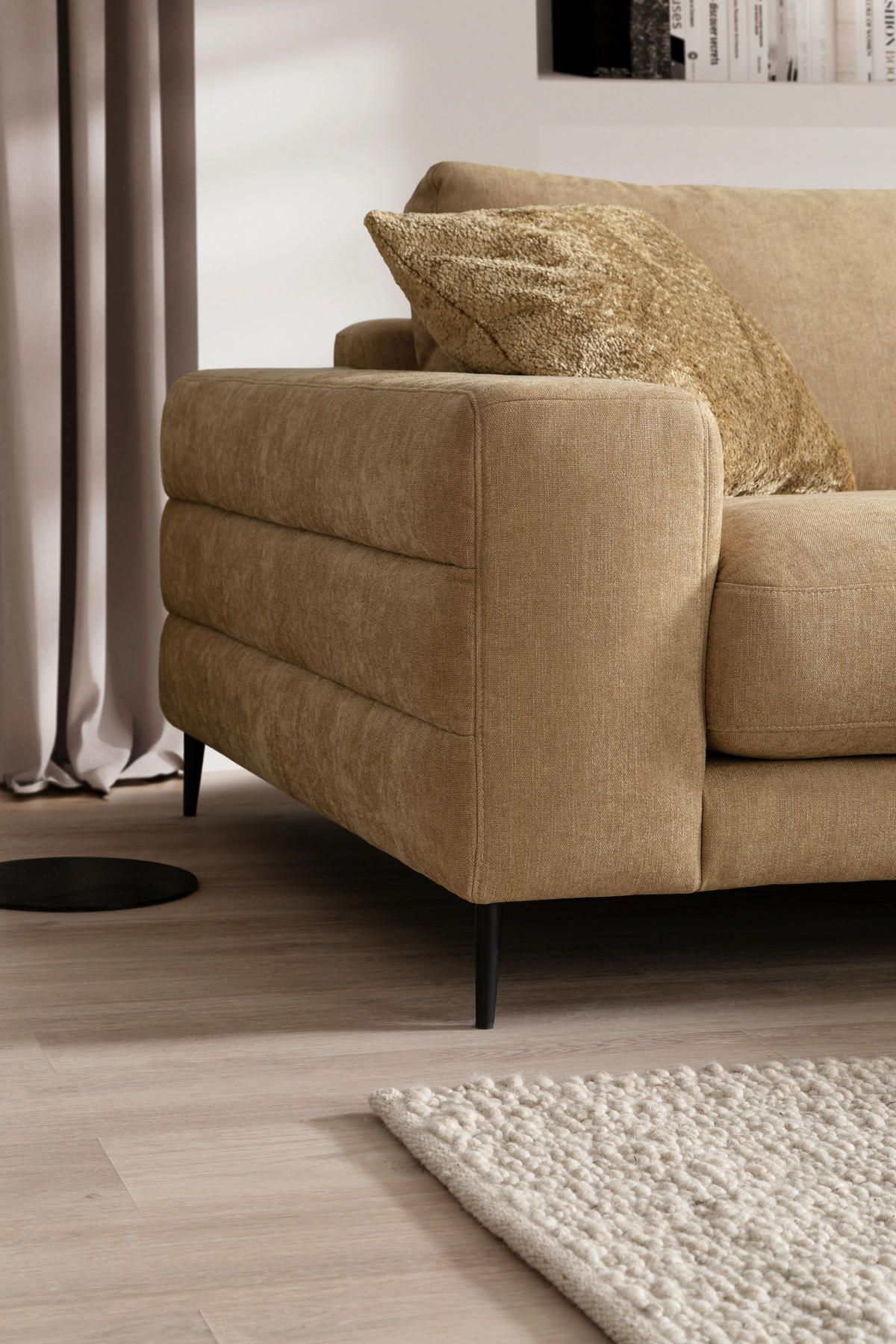 ECKSOFA in Flachgewebe Gelb  - Gelb/Schwarz, Design, Textil/Metall (177/253cm) - Dieter Knoll