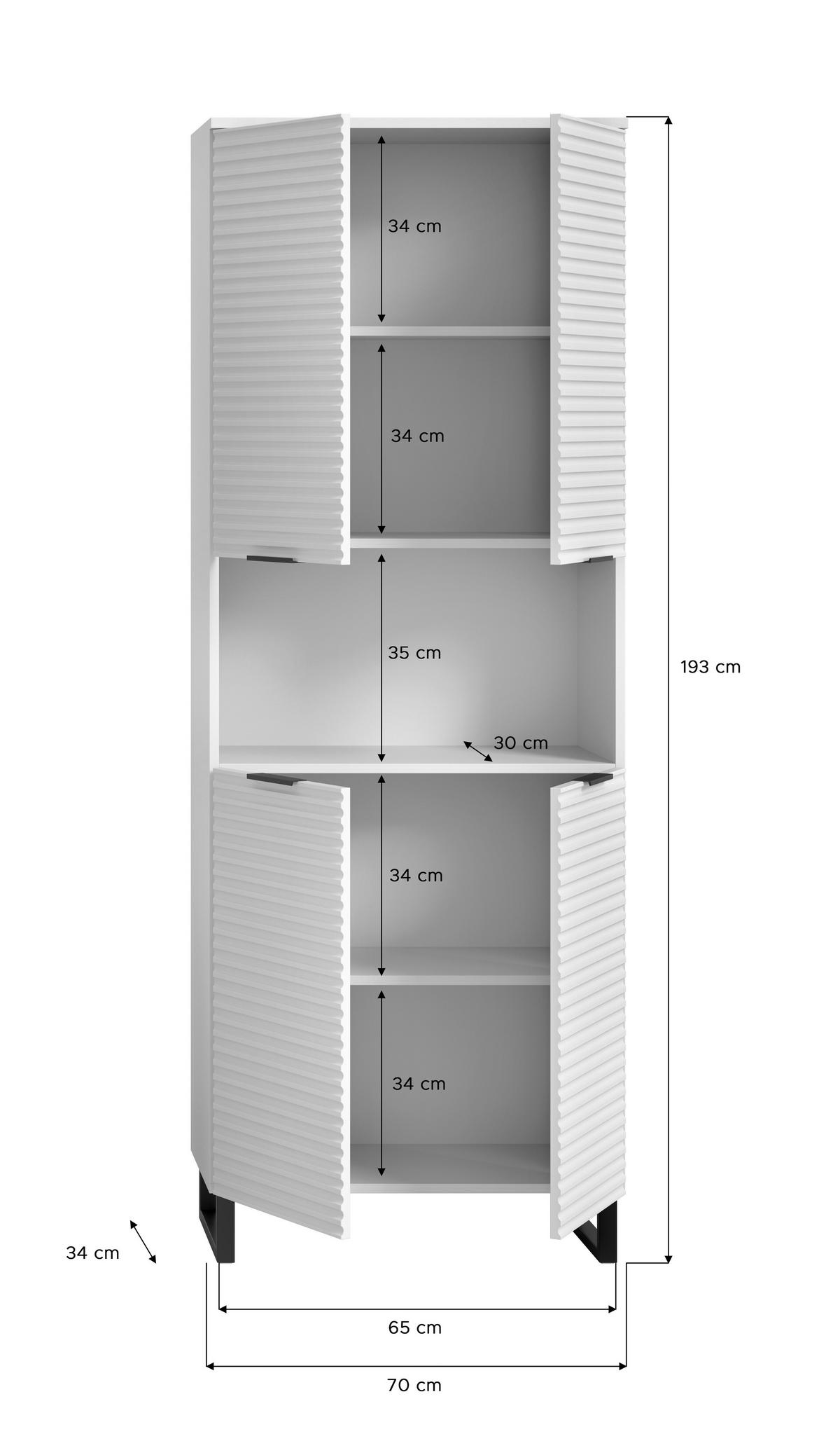 VISOKA OMARA 70/193/34 cm  - črna/bela, Moderno, kovina/leseni material (70/193/34cm) - MID.YOU