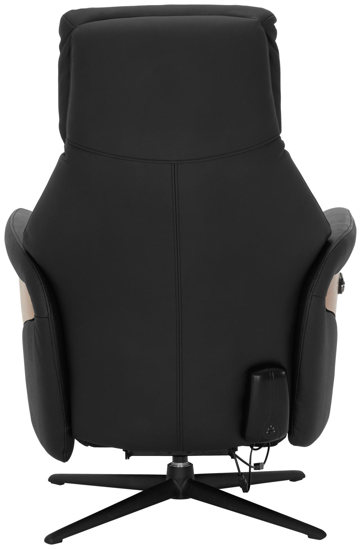 MASSAGESESSEL Echtleder Lederlook Schwarz    - Schwarz/Braun, KONVENTIONELL, Leder/Holzwerkstoff (75/112/85cm) - Livetastic