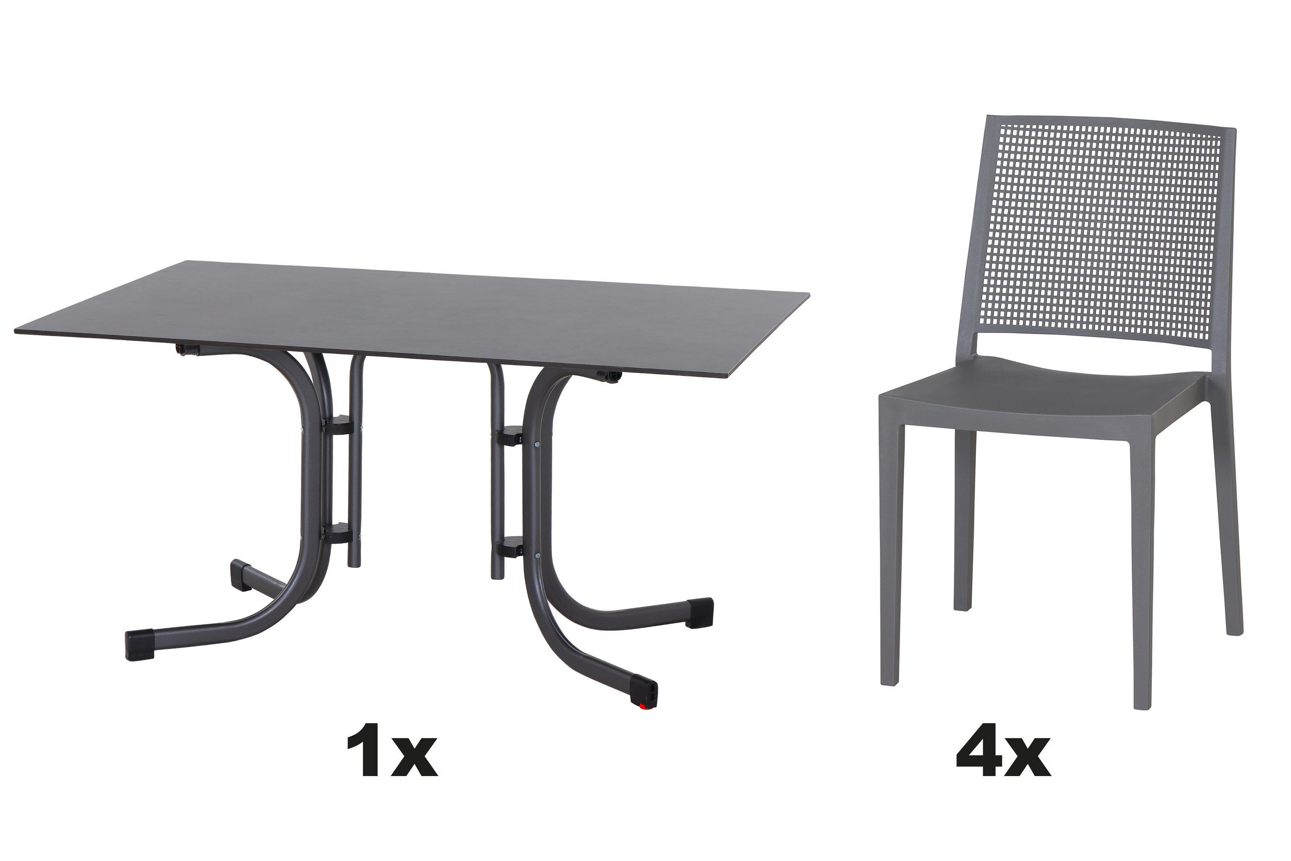 GARTENGARNITUR 5-teilig Stahl  - Grau, Basics, Kunststoff/Metall (90/80/140cm) - Siena Garden