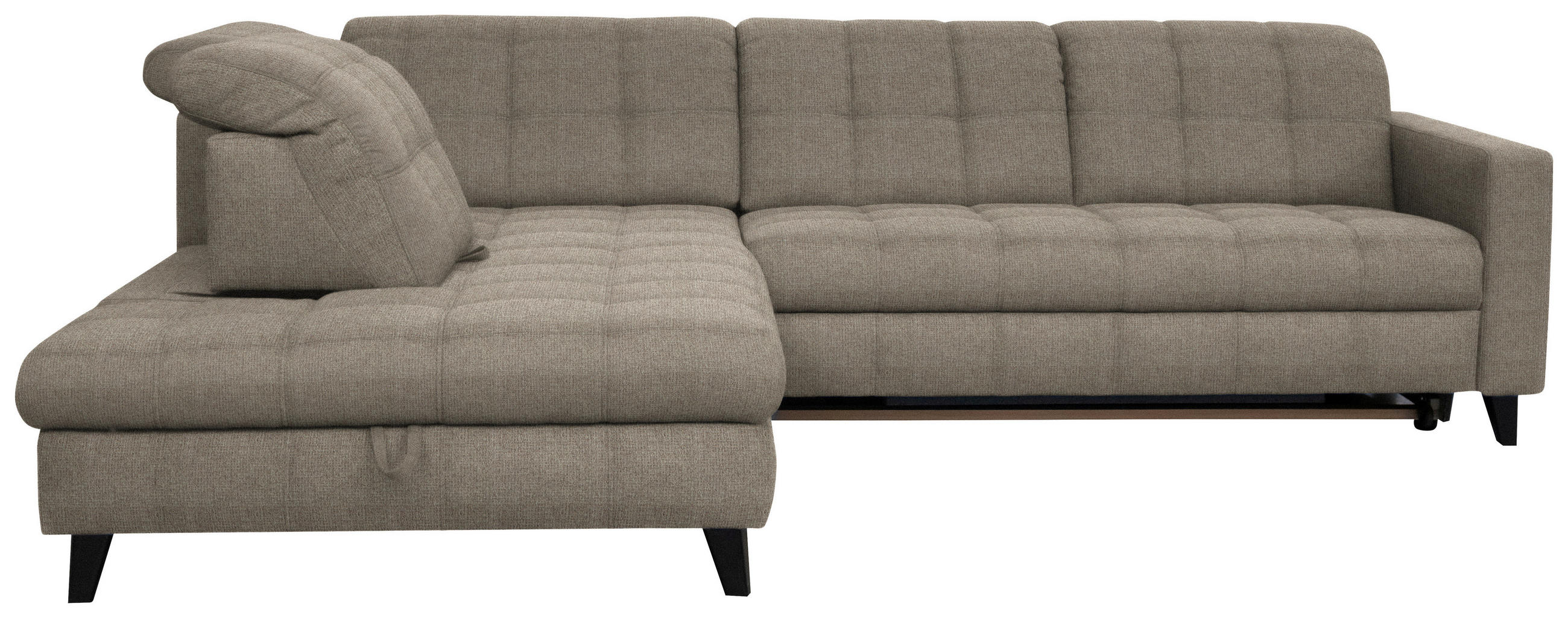 ECKSOFA in Webstoff Beige  - Beige/Schwarz, Design, Holz/Textil (216/297cm) - Xora