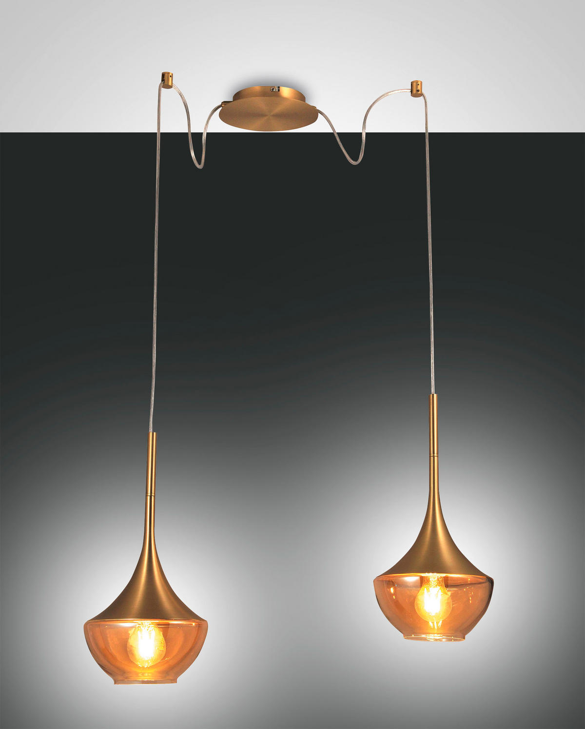 PENDELLEUCHTE 700/350 cm  - Messingfarben, Design, Glas/Metall (700/350cm) - Fabas Luce