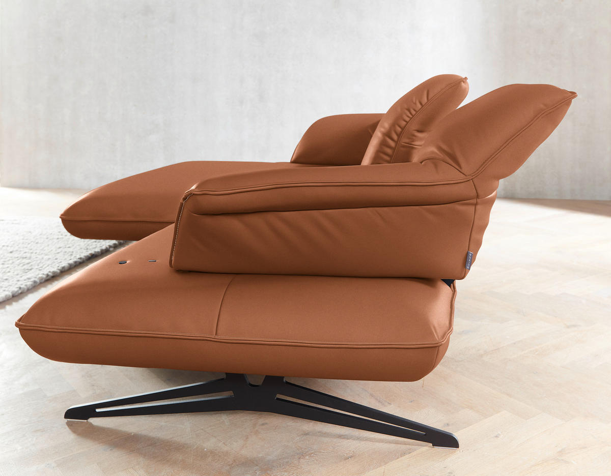ECKSOFA in Echtleder Cognac  - Cognac/Beige, Design, Leder/Metall (169/252cm) - Koinor