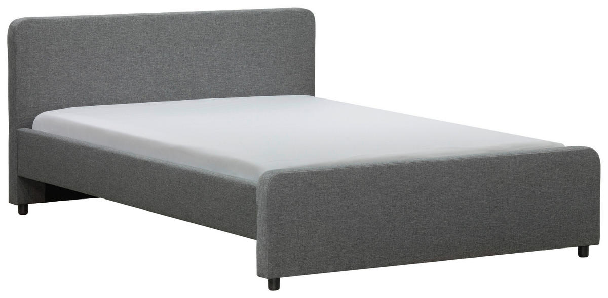 POLSTERBETT 180/200 cm, inkl.  in Dunkelgrau  - Dunkelgrau/Schwarz, KONVENTIONELL, Holz/Textil (180/200cm) - Boxxx