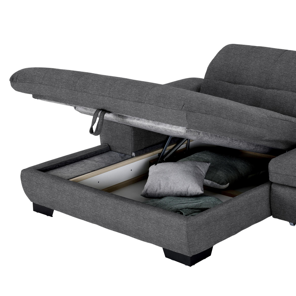ECKSOFA  in Webstoff Dunkelgrau  180/265 cm  - Dunkelgrau/Schwarz, Design, Textil/Metall (180/265cm) - Carryhome