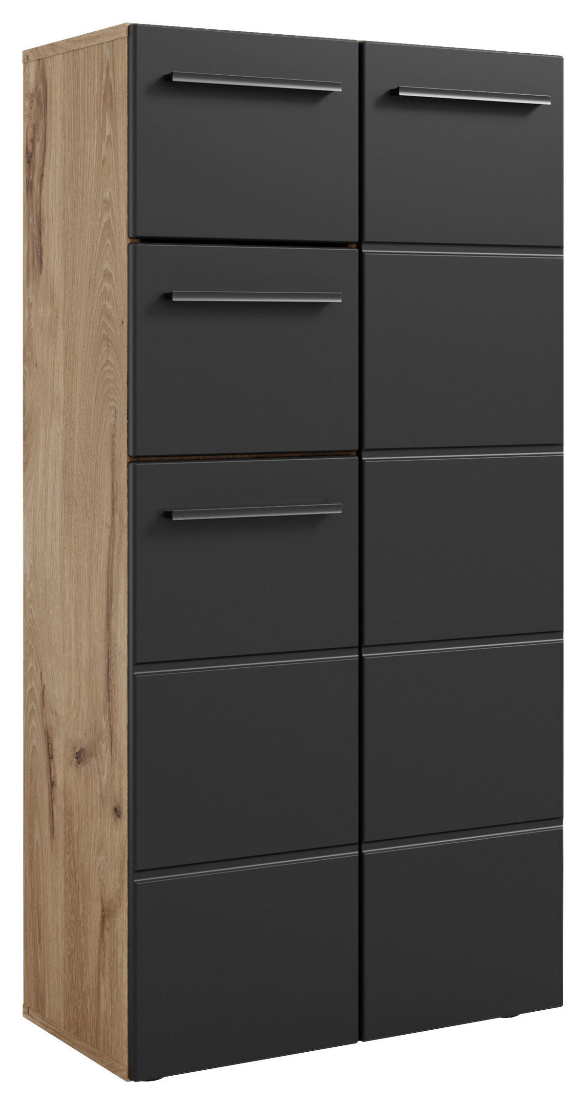MIDISCHRANK 60/120/31 cm  - Eichefarben/Schwarz, Modern, Holzwerkstoff/Kunststoff (60/120/31cm) - MID.YOU