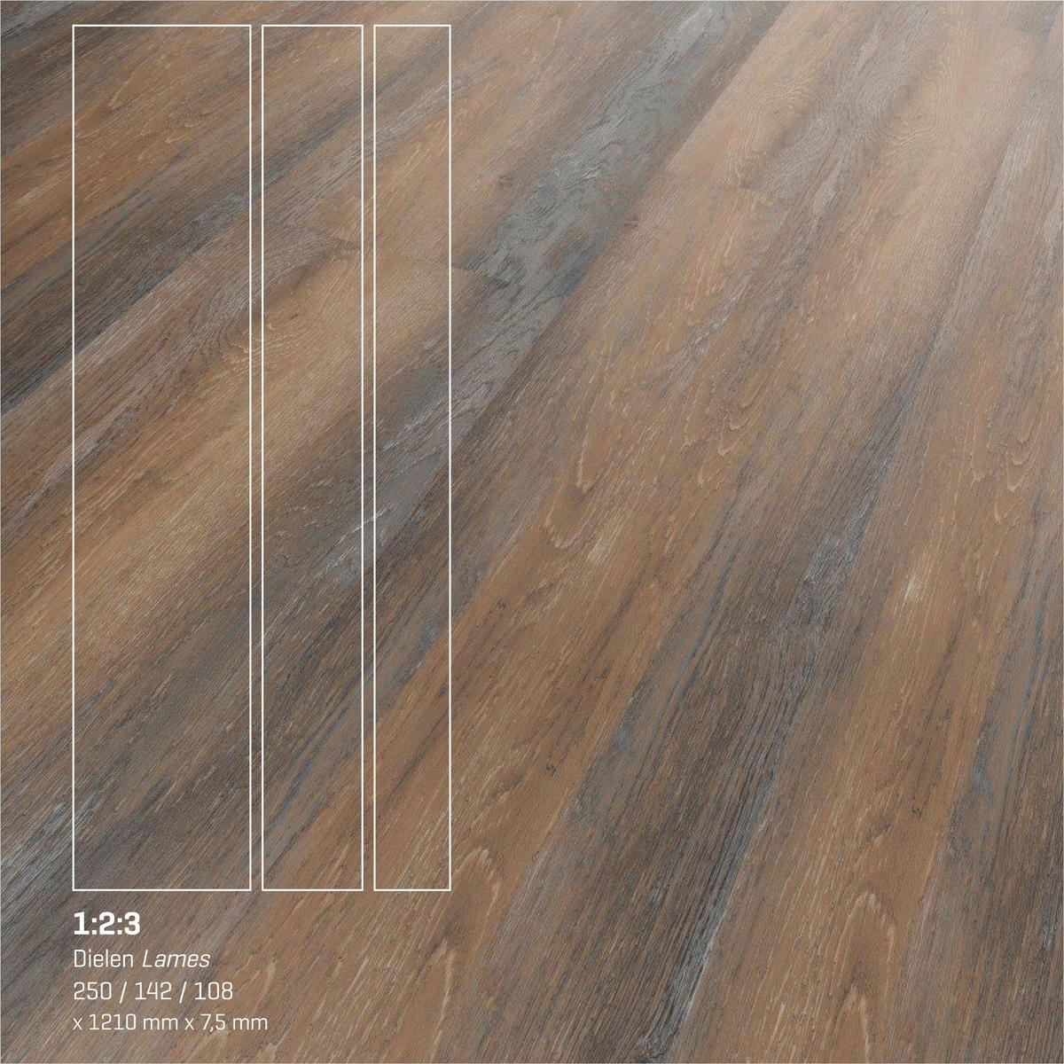 DESIGNBODEN  per  m² - Eichefarben, Basics, Kunststoff (121/25/0.75cm)