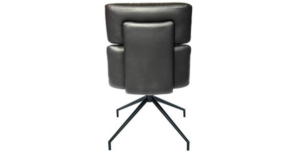 STUHL  in Eisen Echtleder pigmentiert Metall, Leder  - Schwarz, Design, Leder/Metall (50/92/64,5cm) - Dieter Knoll