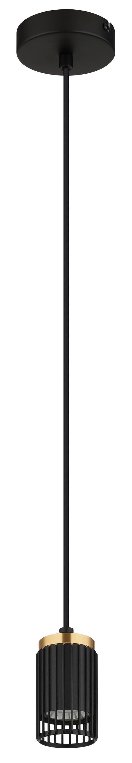 HÄNGELEUCHTE KORBEN 10/120 cm   - Goldfarben/Schwarz, Design, Kunststoff/Metall (10/120cm) - Globo