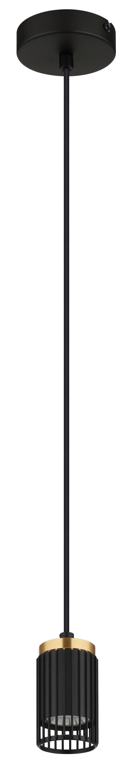 HÄNGELEUCHTE KORBEN 10/120 cm   - Goldfarben/Schwarz, Design, Kunststoff/Metall (10/120cm) - Globo