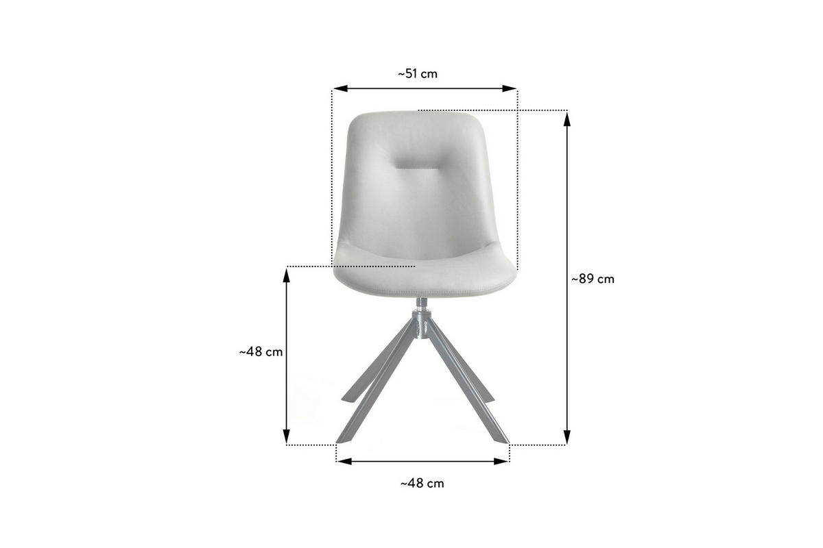 STUHL Velours Schwarz, Grau  - Schwarz/Grau, Basics, Textil/Metall (51/89/61cm) - Celina Home