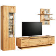 WOHNWAND  in Eichefarben  320/205,7/53,7 cm  - Eichefarben/Schwarz, Natur, Glas/Holz (320/205,7/53,7cm) - Valnatura
