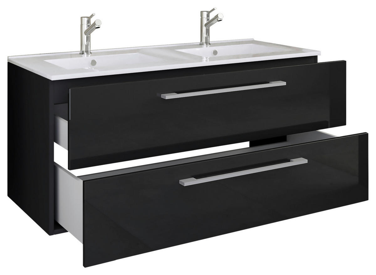 BADEZIMMER  in 112 cm  - Schwarz/Weiß, MODERN, Keramik/Holzwerkstoff (112cm) - MID.YOU