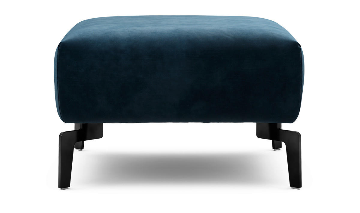 HOCKER Samt Dunkelblau  - Schwarz/Dunkelblau, Design, Textil/Metall (70/70/46cm) - SENSOO