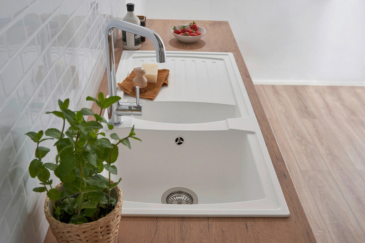 SPÜLE 1712BOSTON100X50W  - Weiß, Trend, Glas/Kunststoff (100/20/50cm) - Respekta