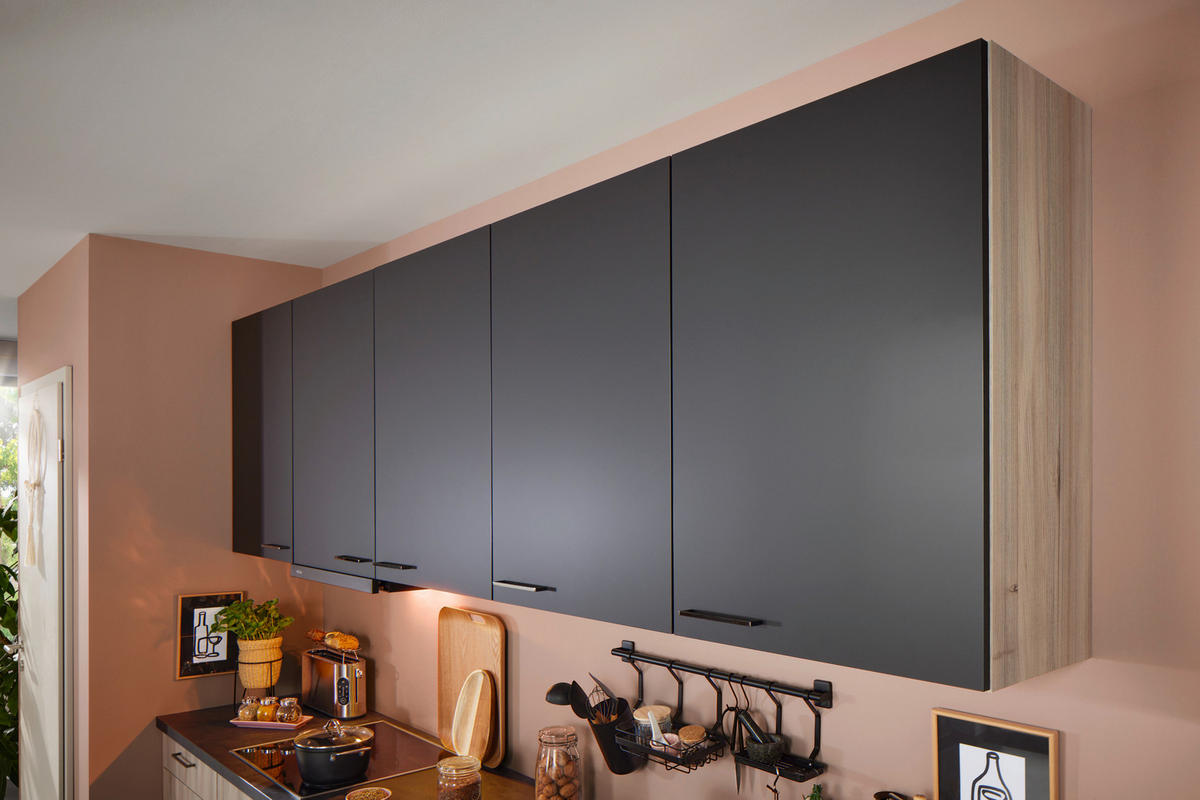 ECKKÜCHE 120/300 cm  in Schwarz, Eichefarben  - Eichefarben/Schwarz, Design, Holzwerkstoff/Metall (120/300cm) - Xora