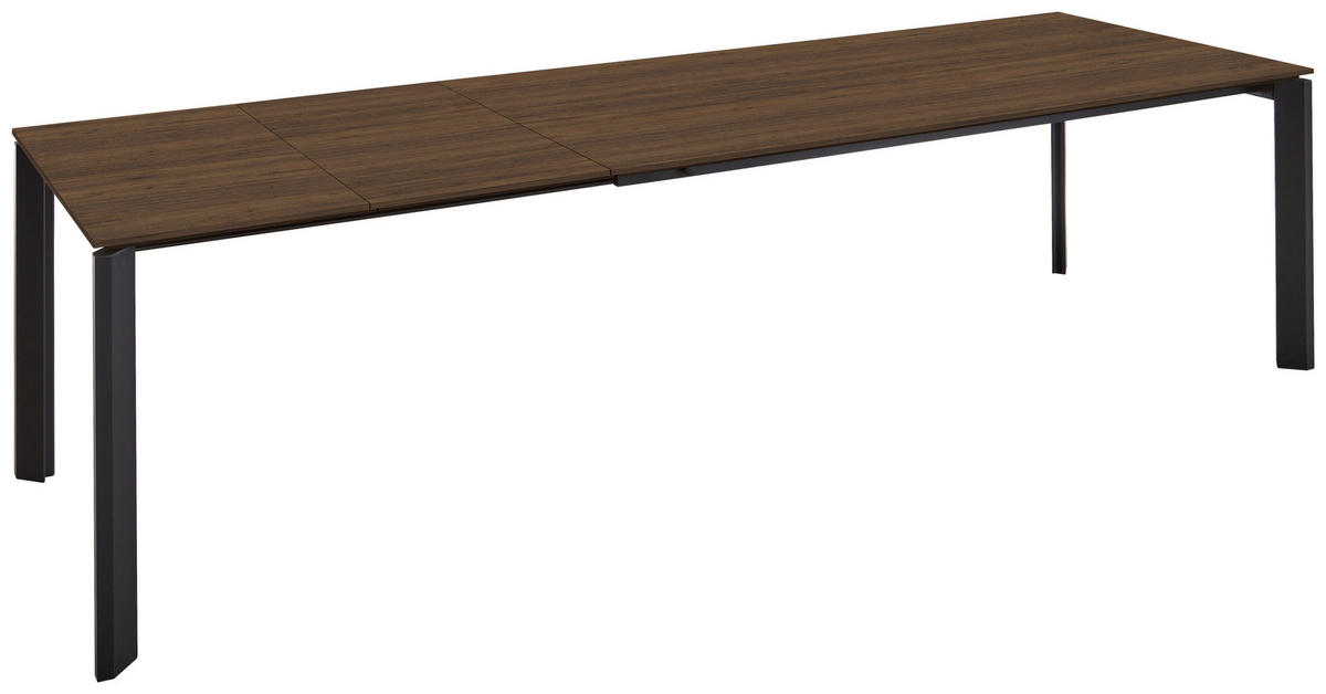 ESSTISCH Nussbaumfarben, Schwarz rechteckig  ausziehbar, in verschiedenen Holzdekoren erhältlich  - Nussbaumfarben/Schwarz, Basics, Holzwerkstoff/Metall (180-280/95/76cm) - Celina Home