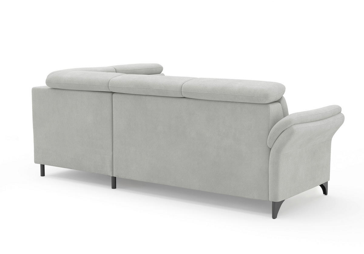 ECKSOFA Flachgewebe Silberfarben  - Silberfarben/Schwarz, Konventionell, Textil/Metall (247/193cm) - Sit & More