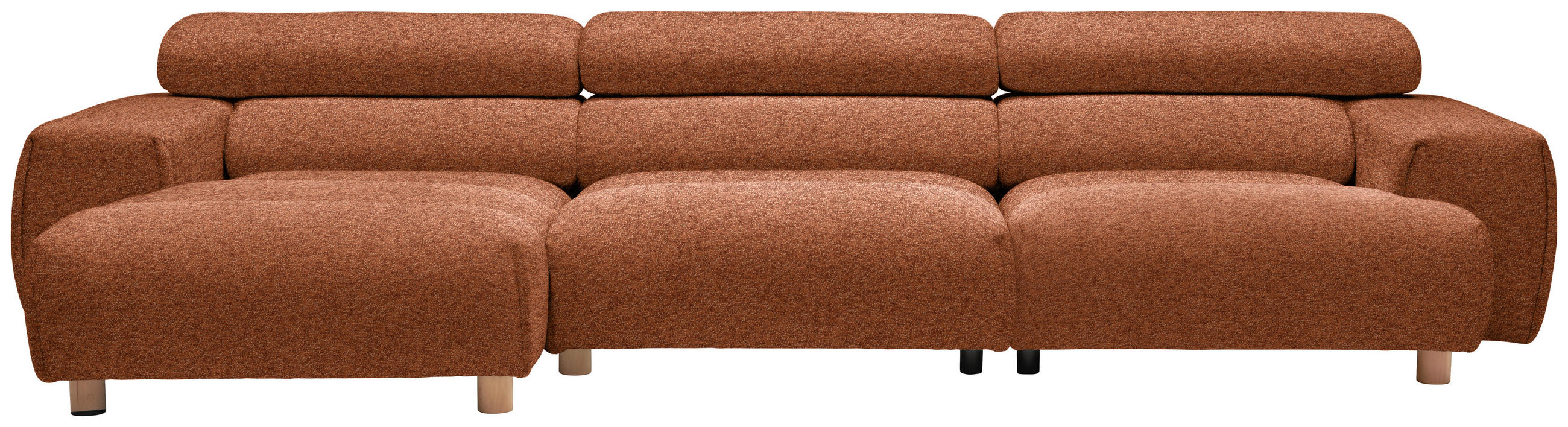 HÖRNSOFFA i velour terrakotta  - terrakotta, Natur, trä/textil (150/329cm) - Livetastic