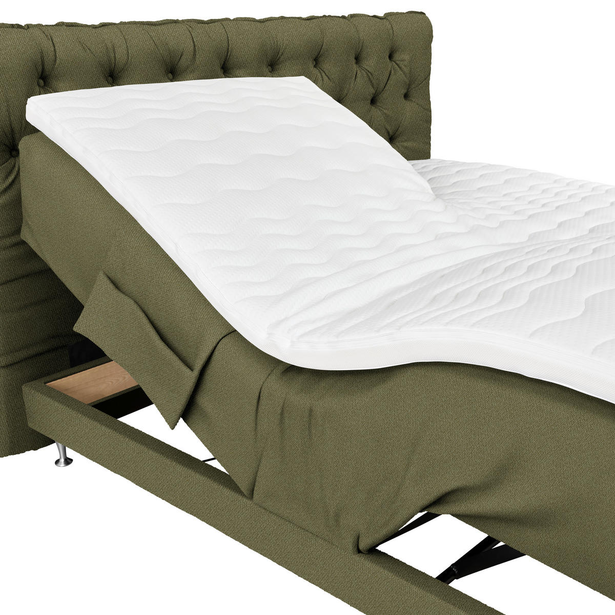 BOXSPRINGBETT 160/200 cm  in Olivgrün  - Blau/Silberfarben, Basics, Holzwerkstoff/Textil (160/200cm) - Welnova