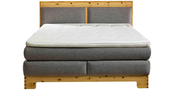 BOXSPRINGBETT 180/200 cm  in Zirbelkieferfarben, Hellgrau  - Zirbelkieferfarben/Hellgrau, Natur, Holz/Textil (180/200cm) - Linea Natura