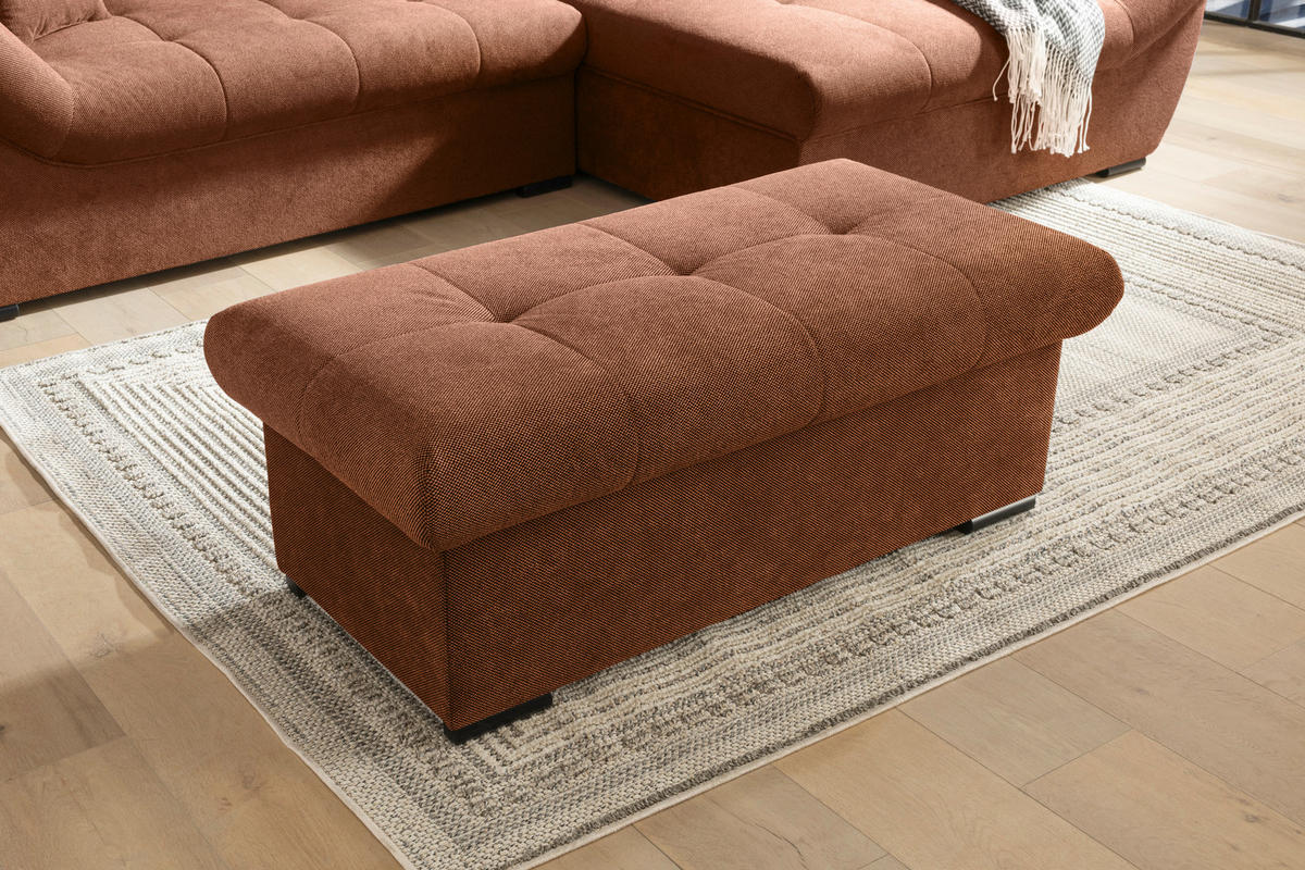 HOCKERBANK 108/42/54 cm Flachgewebe Haselnussfarben Kunststoff  - Schwarz/Haselnussfarben, Design, Kunststoff/Textil (108/42/54cm) - Xora