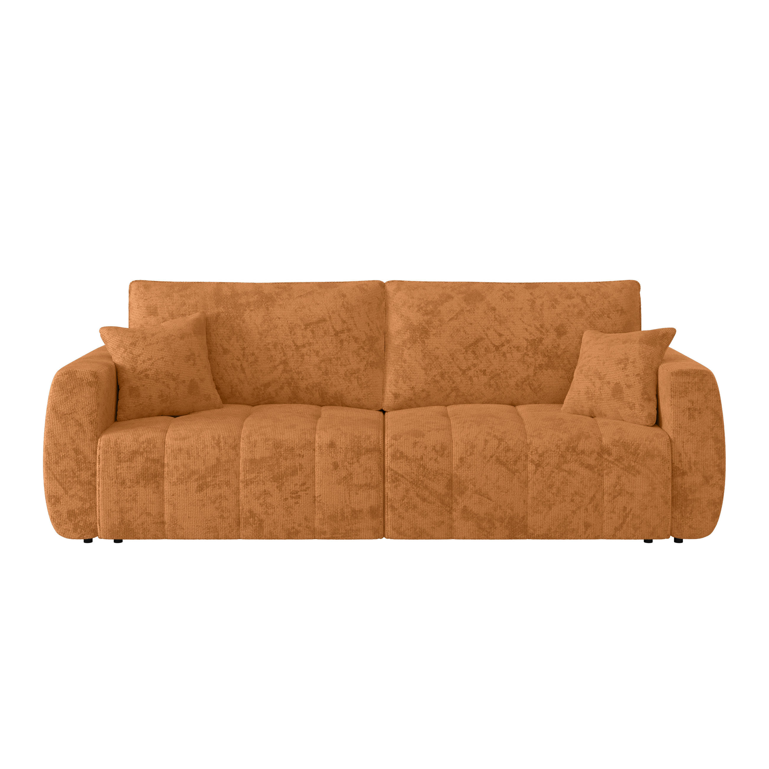 SCHLAFSOFA  mit Stoffauswahl Webstoff Terracotta  - Terracotta/Schwarz, MODERN, Holz/Textil (245/74-90/104cm) - MID.YOU