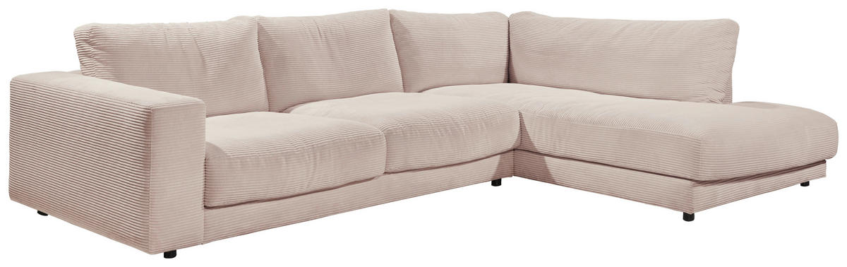 ECKSOFA in Cord Taupe  - Taupe/Schwarz, Design, Kunststoff/Textil (325/224cm) - Hom`in